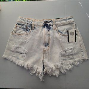 HT Denim Ultra Hi-Rise Acid Wash Vintage Cut-Off Shorts